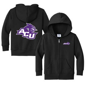 Abilene Christian Wildcats Baby Toddler Full Zip Hoodie - ACU Sweatshirt - Infant Sizes 6M-4T - Future Wildcat Fan Gear