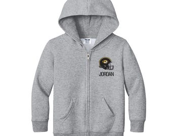 Personalized Missouri Tigers "Helmet" Toddler Sweatshirt | Official NCAA Kids Full Zip | Custom Embroidered Name | College Gift