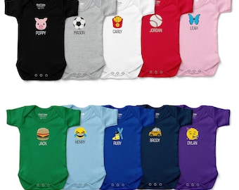 Personalized Baby Bodysuit Custom Embroidered Name & Emoji – Adorable and Practical Gift for Babies