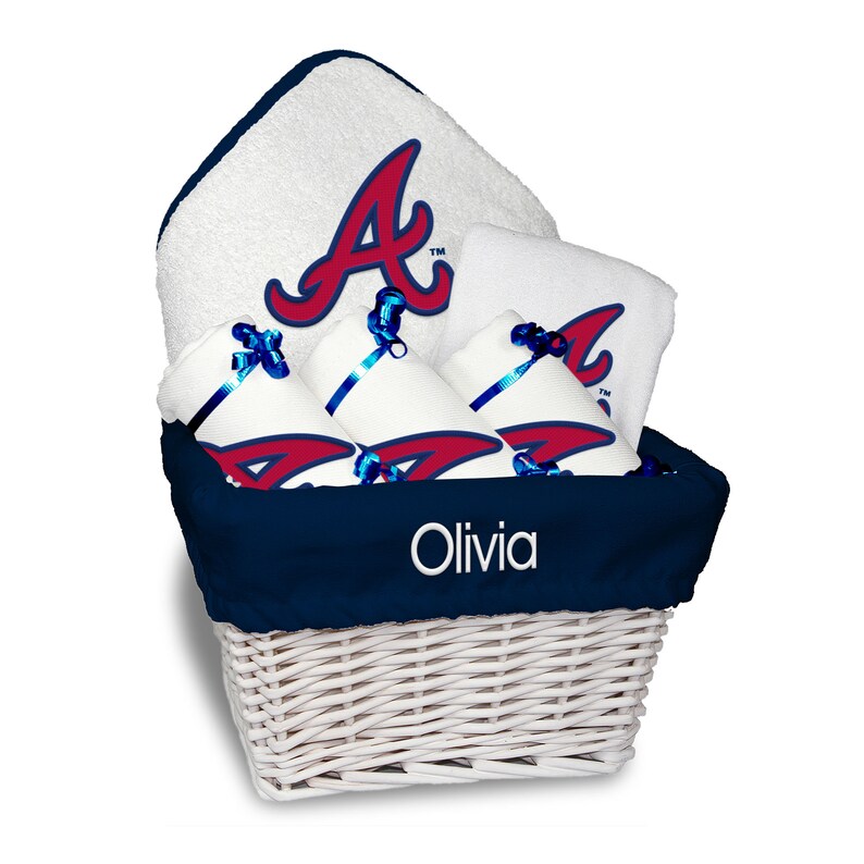 Personalized MLB Atlanta Braves Baby Gift Basket Bibs Burp Etsy