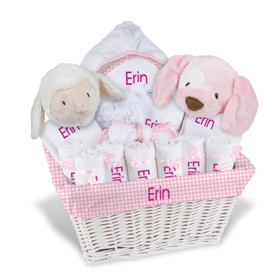 Personalized Baby Gift Basket Baby Girl Gift Basket 2 Bibs Etsy