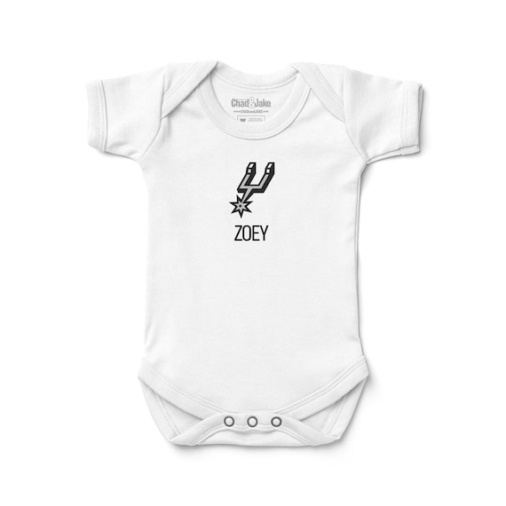 Personalized San Antonio Spurs Baby Bodysuit - Custom Black Silver Infant Apparel Gift