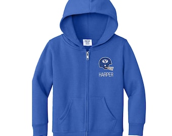 Personalized BYU Cougars "Helmet" Toddler Sweatshirt | Official NCAA Kids Full Zip | Custom Embroidered Name | College Gift
