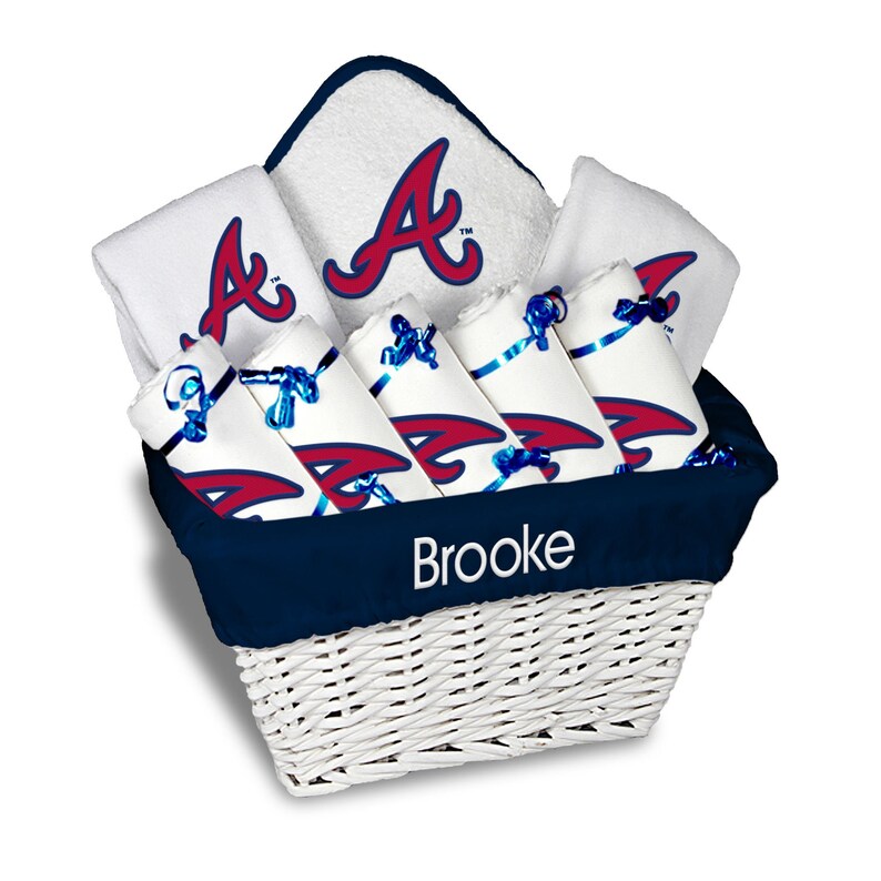 Personalized MLB Atlanta Braves Baby Gift Basket Bibs Burp Etsy