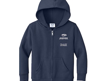 Personalized Emory University Toddler Sweatshirt | Official NCAA Kids Full Zip | Custom Embroidered Name | College Gift