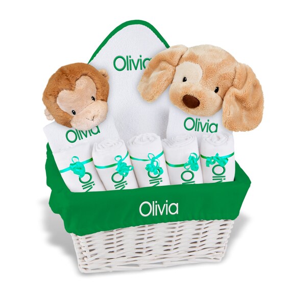 Personalized Baby Gift Basket Baby Girl Gift Basket 2 Bibs Etsy