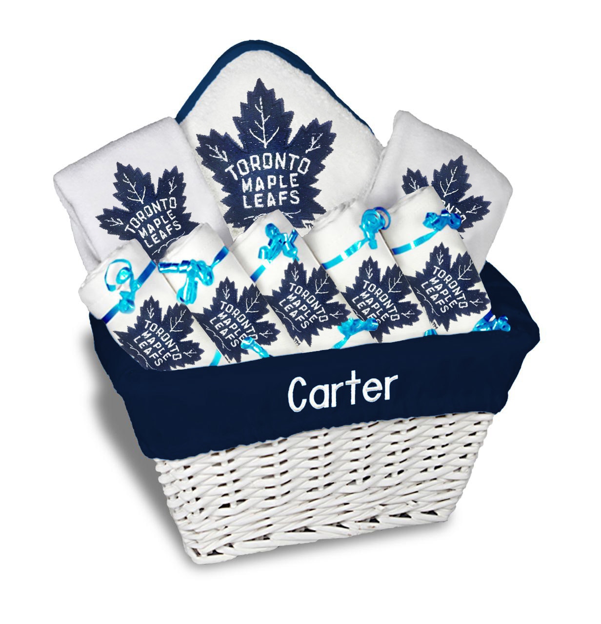Toronto Maple Leafs Newborn & Infant Puck Happy Bodysuit, Bib & Booties Set  - Blue/White
