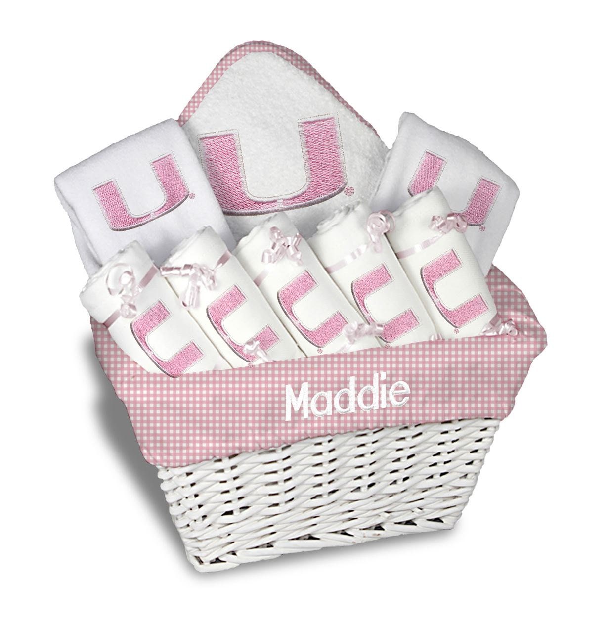 Personalized NCAA Miami Hurricanes Baby Girl Gift Basket