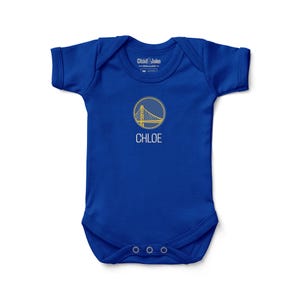 Personalized Golden State Warriors Baby Bodysuit - Custom Gold Blue Infant Apparel Gift
