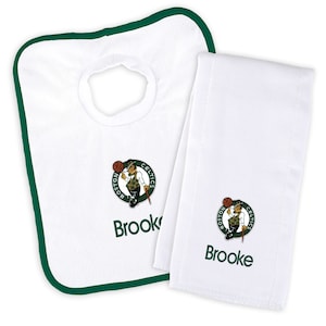 Personalized Baby Bib & Burp Cloth Set - 100% Cotton NBA Boston Celtics Burp Cloths, Perfect Accessory to Handle Clean Up