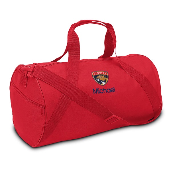 Personalized Youth Duffel Bag - Embroidered NHL Florida Panthers Travel Bag with Name - Perfect for Any Outing- Red