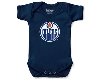Edmonton Oilers Baby Bodysuit - NHL Hockey Infant Apparel - Blue & Orange Team Colors - Newborn Gift