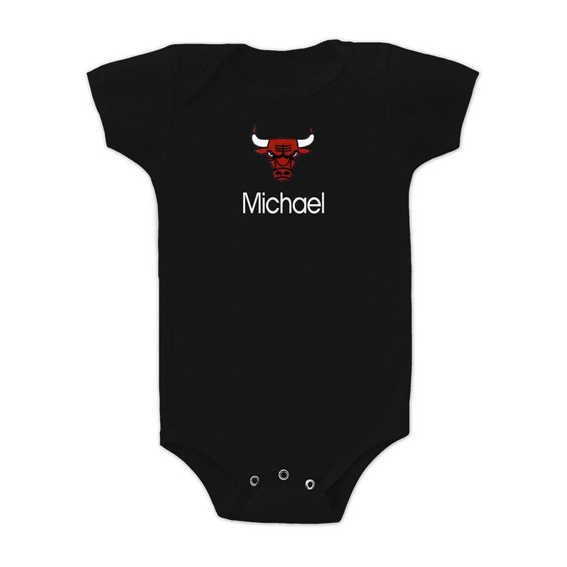 Personalized Chicago Bulls Baby Bodysuit Black
