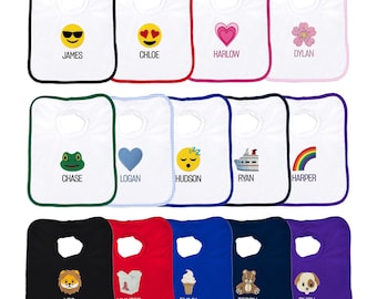 Personalized Baby Pullover Bib with Custom Embroidered Name & Emoji – Adorable and Practical Gift for Babies
