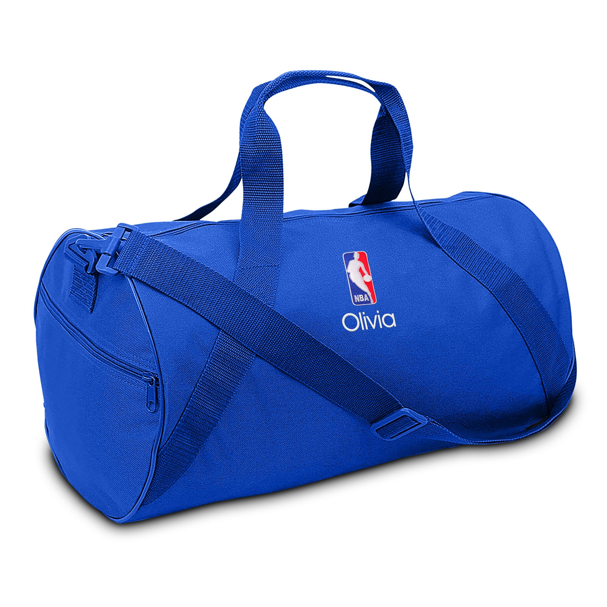 Personalized Youth Duffel Bag Embroidered NBA Logo Royal 