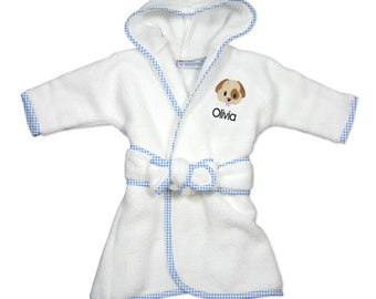 Personalized Infant Robe - Custom Emoji with Hood and Belt, Embroidered Robe - 100% Cotton Terry Velour, Perfect Bath Accessory