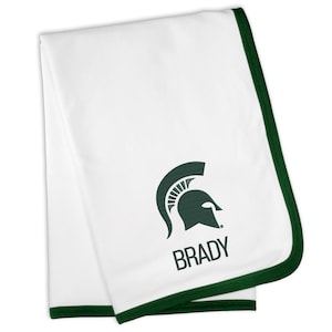 Michigan State Spartans Logo Personalized Embroidered Baby Blanket | Official NCAA Licensed 30&quot;x36&quot; Cotton Blanket