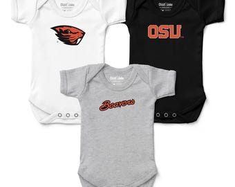 3-Pack Oregon State Beavers Baby Bodysuits - Orange & Black Infant Apparel Set - Newborn Gift Bundle