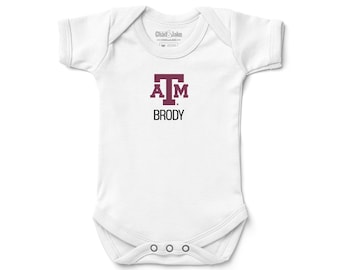 Personalized Texas A&M Aggies Baby Bodysuit - Custom Maroon White Infant Gift