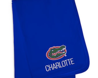 Florida Gators Logo Personalized Embroidered Baby Blanket | Official NCAA Licensed 30&quot;x36&quot; Cotton Blanket