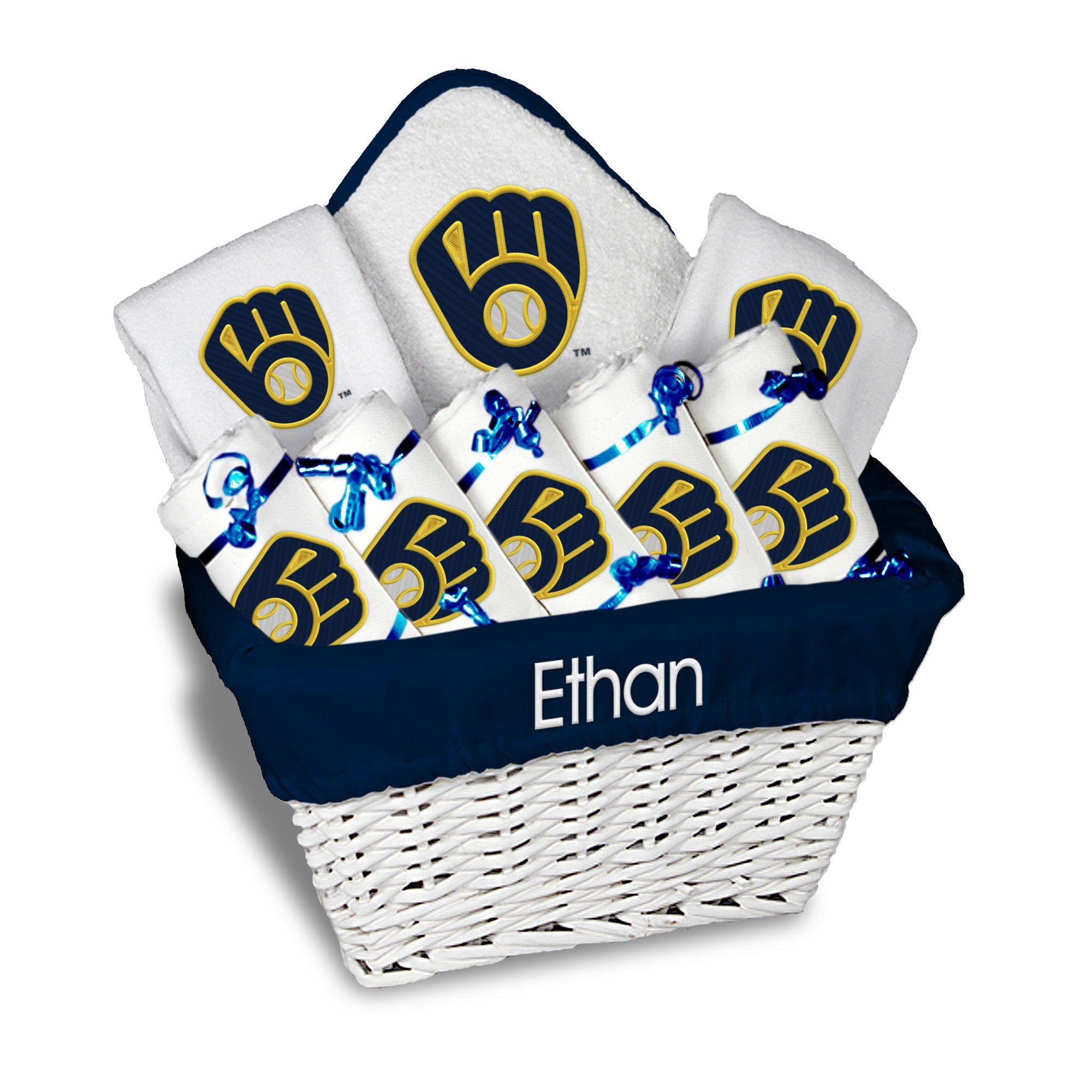 Personalized MLB Milwaukee Brewers Baby Gift Basket Bibs 