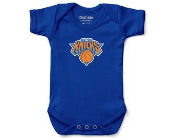 New York Knicks Baby Bodysuit - NBA Blue & Orange Infant Apparel - Basketball Newborn Gift
