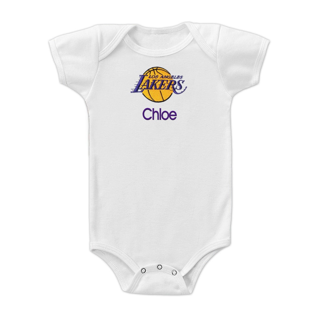 Infant Black Los Angeles Lakers Personalized Bodysuit