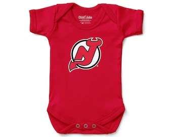 New Jersey Devils Baby Bodysuit - NHL Hockey Infant Apparel - Red & Black Team Colors - Newborn Gift