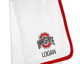 Ohio State Buckeyes Logo Personalized Embroidered Baby Blanket | Official NCAA Licensed 30&quot;x36&quot; Cotton Blanket