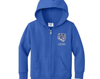 Personalized University of Memphis "Tiger Head" Toddler Sweatshirt | Official NCAA Kids Full Zip | Custom Embroidered Name | College Gift
