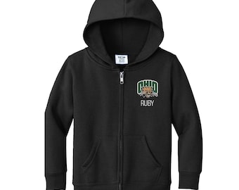 Personalized Ohio University Toddler Sweatshirt | Official NCAA Kids Full Zip | Custom Embroidered Name | College Gift
