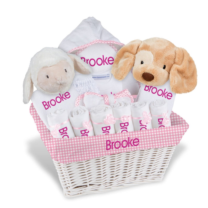 Personalized Baby Gift Basket Baby Girl Gift Basket 2 Bibs Etsy