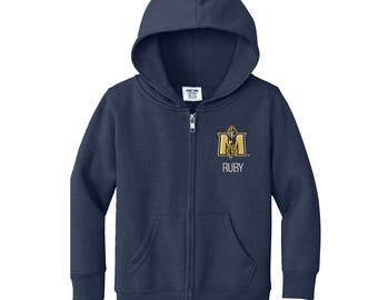 Personalized Murray State Toddler Sweatshirt | Official NCAA Kids Full Zip | Custom Embroidered Name | College Gift