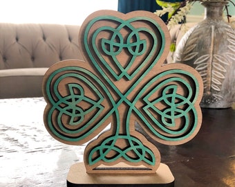 Celtic knot Shamrock wooden shelf decor