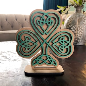 Celtic knot Shamrock wooden shelf decor