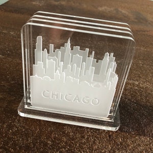 Chicago Skyline Acrylic Shadowbox Coasters (set of 4 with stand)