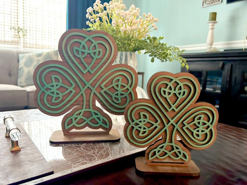 Celtic knot Shamrock wooden shelf decor image 7