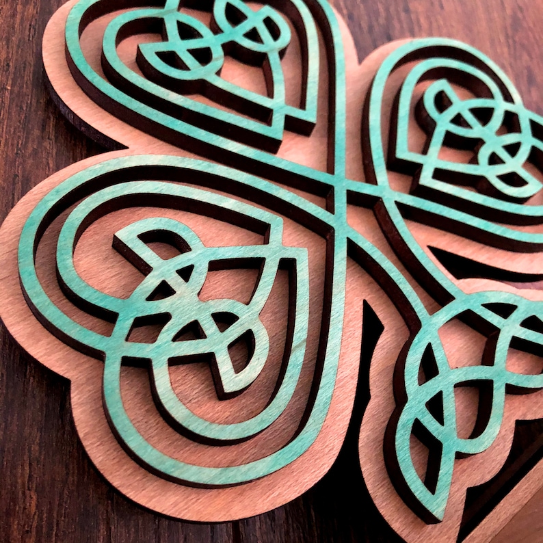 Celtic knot Shamrock wooden shelf decor image 2