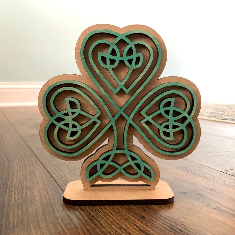 Celtic knot Shamrock wooden shelf decor image 4