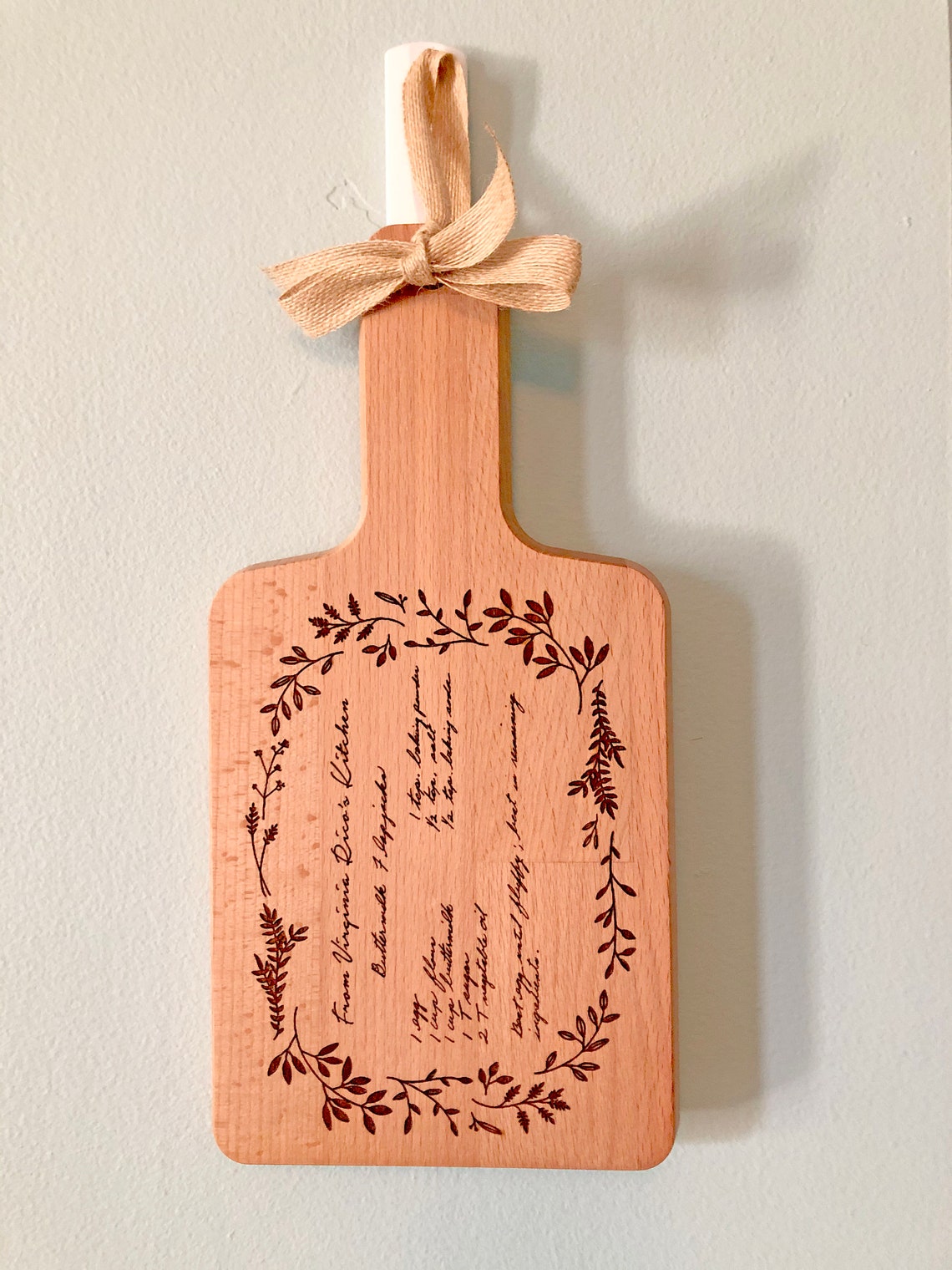 Custom Recipe Engraved Hanging Cutting Board With Floral Etsy