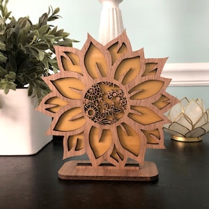 Lace Sunflower laser cut wooden shelf decor