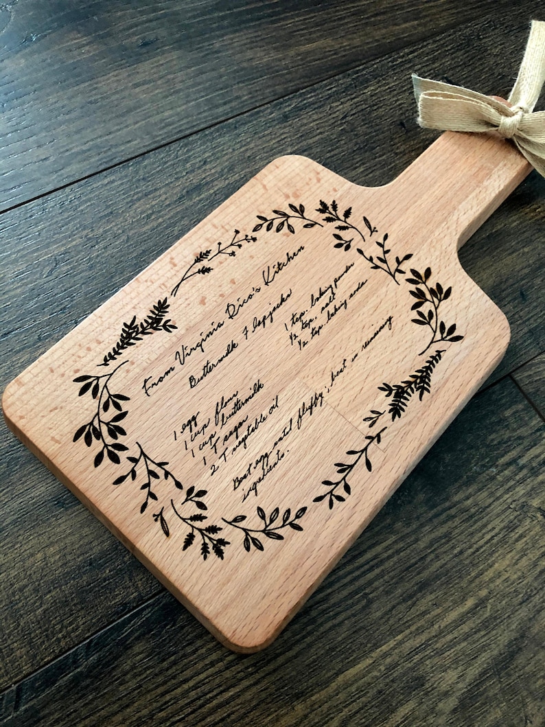 Custom Recipe Engraved Hanging Cutting Board With Floral Etsy