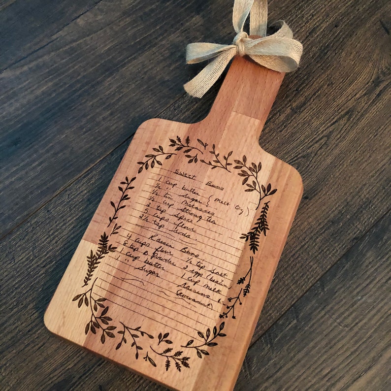 Custom Recipe Engraved Hanging Cutting Board With Floral Etsy