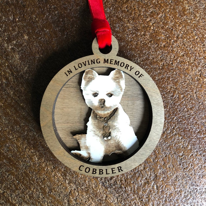 Personalized laser cut wooden layered pet memorial ornament Etsy