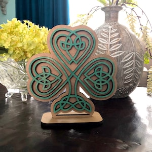 Celtic knot Shamrock wooden shelf decor image 5