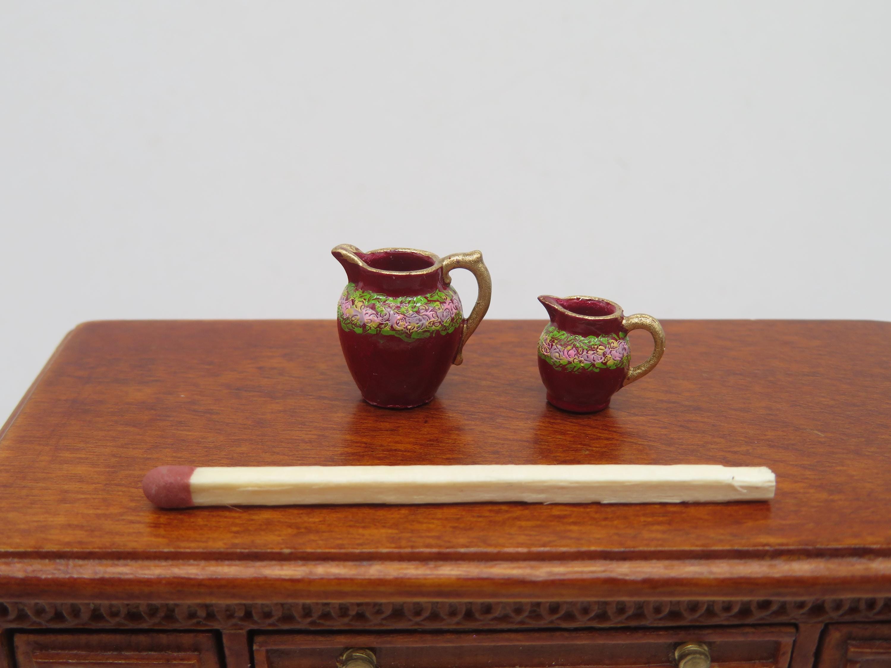 手描きドールハウスミニチュア水差しペア - 赤 - Etsy 日本