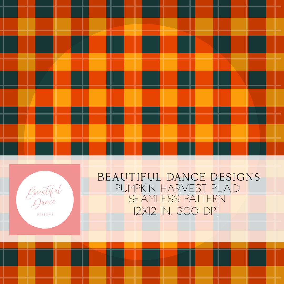 Pumpkin Harvest Plaid Seamless Pattern • Fall Gingham Orange Yellow ...