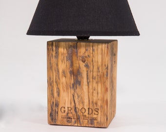 Table lamp / Rustic Reclaimed wood block Table lamp / Old wood block table lamp