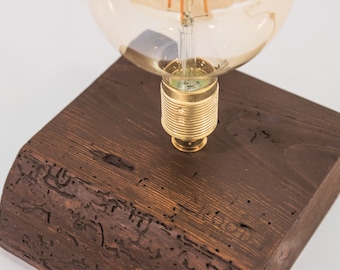 Bordslampa / Rustik gammal bordslampa i trä / Lampa i återvunnet trä / Vintage Edison-lampa / Handgjord bordslampa / Dekorationslampa