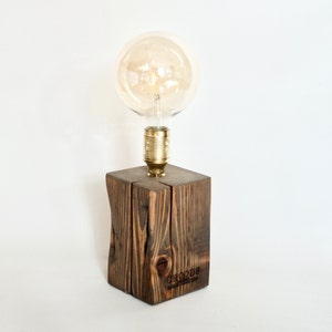 Reclaimed Wood Table lamp / Old  wood solid block Table lamp / Vintage Edison lamp / Wood table lamp/  Handmade lamp